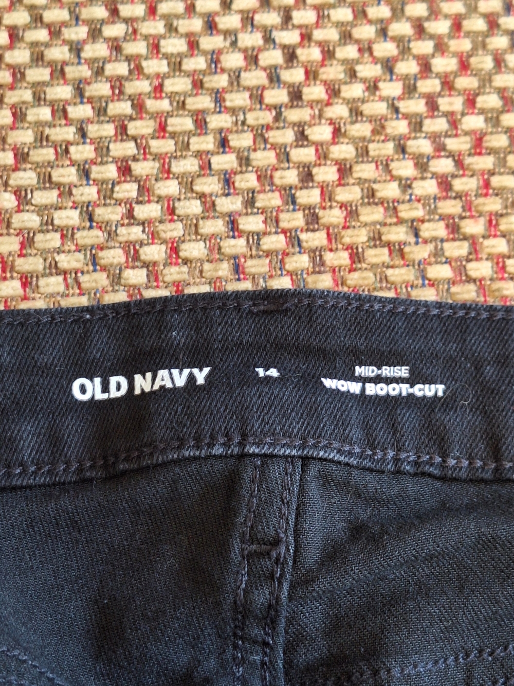 Old Navy Black Denim Mid-Rise Boot-Cut Raw Hem Jeans - Picture 9 of 11